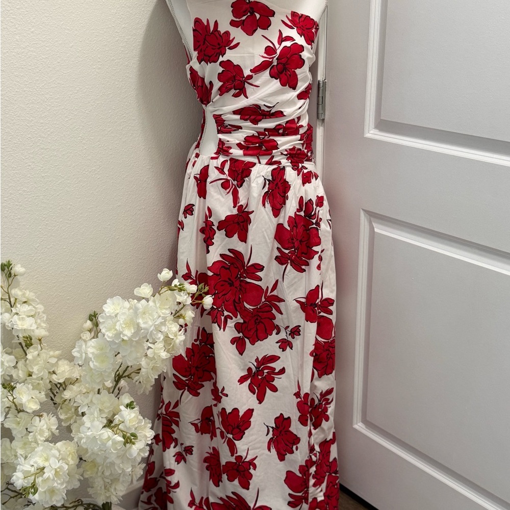 Floral white and red One-Shoulder Dress NWT SZ XL